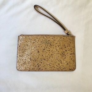 Coach Gold and Black Star Glitter Wristlet with Strap